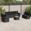 9-dijelni set vrtnih sofa s jastucima crni od poliratana