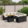 9-dijelni set vrtnih sofa s jastucima crni od poliratana
