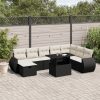 9-dijelni set vrtnih sofa s jastucima crni od poliratana
