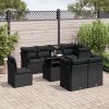 9-dijelni set vrtnih sofa s jastucima crni od poliratana