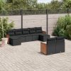 9-dijelni set vrtnih sofa s jastucima crni od poliratana
