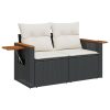 9-dijelni set vrtnih sofa s jastucima crni od poliratana
