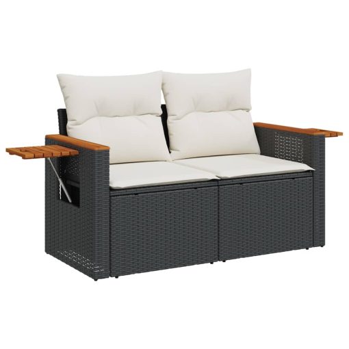 9-dijelni set vrtnih sofa s jastucima crni od poliratana