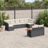 9-dijelni set vrtnih sofa s jastucima crni od poliratana