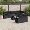 9-dijelni set vrtnih sofa s jastucima crni od poliratana