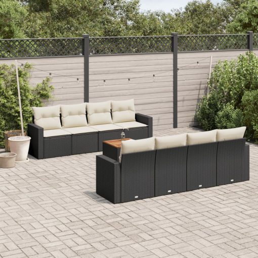 9-dijelni set vrtnih sofa s jastucima crni od poliratana