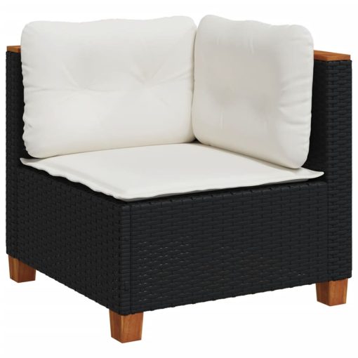 9-dijelni set vrtnih sofa s jastucima crni od poliratana
