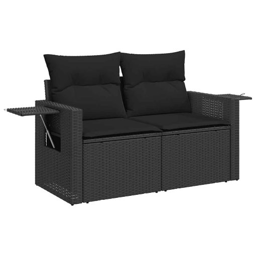 9-dijelni set vrtnih sofa s jastucima crni od poliratana