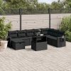 9-dijelni set vrtnih sofa s jastucima crni od poliratana