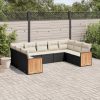 9-dijelni set vrtnih sofa s jastucima crni od poliratana