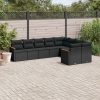 9-dijelni set vrtnih sofa s jastucima crni od poliratana