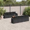 9-dijelni set vrtnih sofa s jastucima crni od poliratana