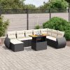 9-dijelni set vrtnih sofa s jastucima crni od poliratana