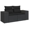 9-dijelni set vrtnih sofa s jastucima crni od poliratana