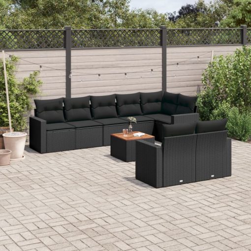 9-dijelni set vrtnih sofa s jastucima crni od poliratana