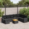 9-dijelni set vrtnih sofa s jastucima crni od poliratana