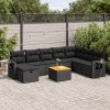 9-dijelni set vrtnih sofa s jastucima crni od poliratana