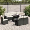 9-dijelni set vrtnih sofa s jastucima crni od poliratana