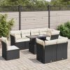 9-dijelni set vrtnih sofa s jastucima crni od poliratana