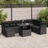 9-dijelni set vrtnih sofa s jastucima crni od poliratana
