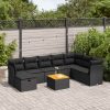 9-dijelni set vrtnih sofa s jastucima crni od poliratana