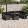 9-dijelni set vrtnih sofa s jastucima crni od poliratana