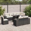 9-dijelni set vrtnih sofa s jastucima crni od poliratana
