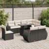 9-dijelni set vrtnih sofa s jastucima crni od poliratana