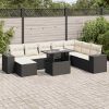 9-dijelni set vrtnih sofa s jastucima crni od poliratana
