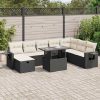 9-dijelni set vrtnih sofa s jastucima crni od poliratana