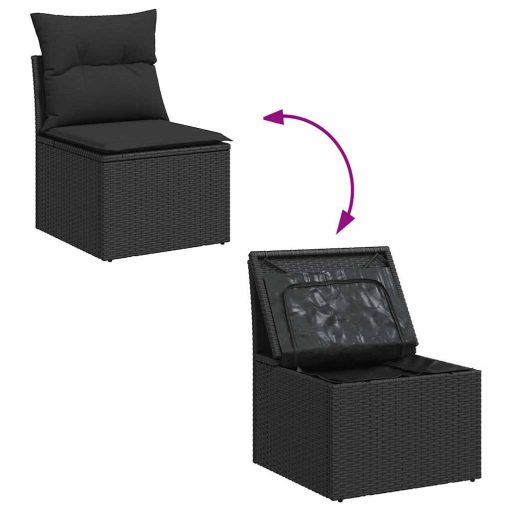 9-dijelni set vrtnih sofa s jastucima crni od poliratana