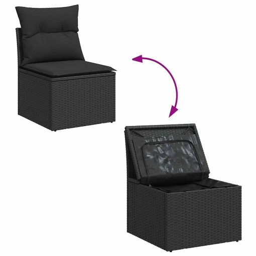 9-dijelni set vrtnih sofa s jastucima crni od poliratana