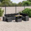 9-dijelni set vrtnih sofa s jastucima crni od poliratana