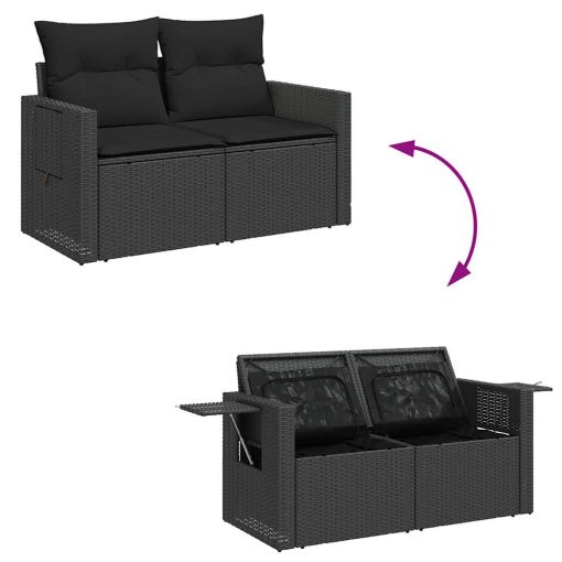 9-dijelni set vrtnih sofa s jastucima crni od poliratana