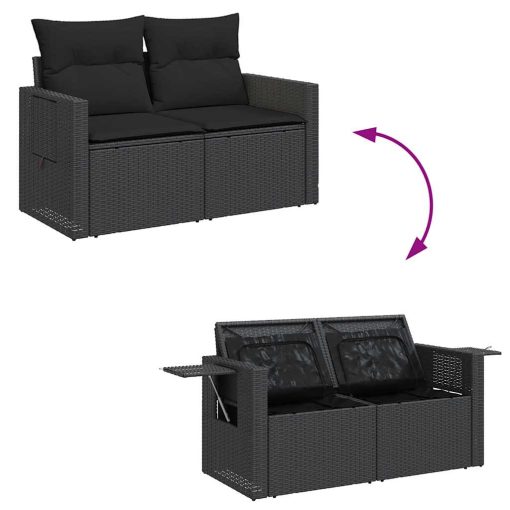 9-dijelni set vrtnih sofa s jastucima crni od poliratana