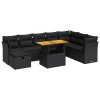9-dijelni set vrtnih sofa s jastucima crni od poliratana bagrem