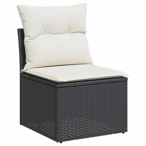 9-dijelni set vrtnih sofa s jastucima crni od poliratana bagrem