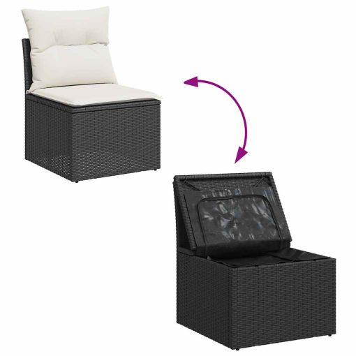 9-dijelni set vrtnih sofa s jastucima crni od poliratana bagrem
