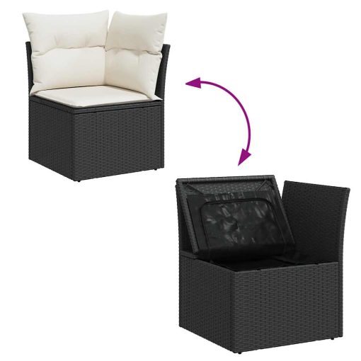 9-dijelni set vrtnih sofa s jastucima crni od poliratana bagrem