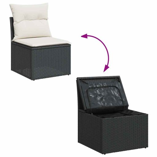 9-dijelni set vrtnih sofa s jastucima crni od poliratana bagrem
