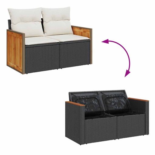 9-dijelni set vrtnih sofa s jastucima crni od poliratana bagrem