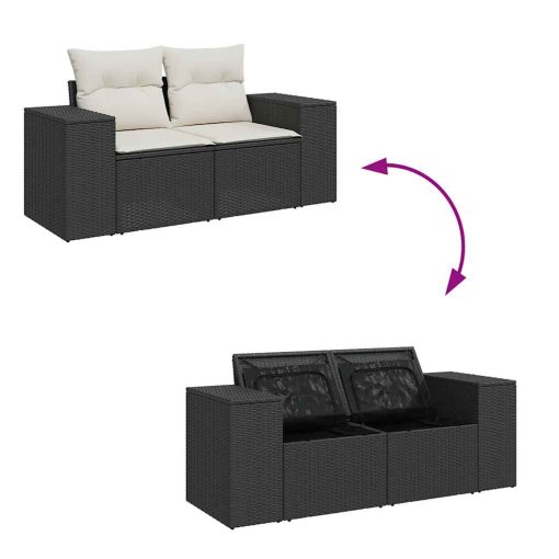 9-dijelni set vrtnih sofa s jastucima crni od poliratana bagrem