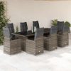 9-dijelni vrtni bistro set od poliratana s jastucima sivi