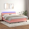 Krevet box spring s madracem LED ružičasti 160x200cm baršunasti