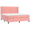 Krevet box spring s madracem LED ružičasti 160x200cm baršunasti