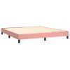 Krevet box spring s madracem LED ružičasti 160x200cm baršunasti