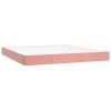 Krevet box spring s madracem LED ružičasti 160x200cm baršunasti