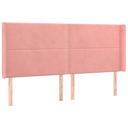 Krevet box spring s madracem LED ružičasti 160x200cm baršunasti