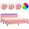 Krevet box spring s madracem LED ružičasti 200x200cm baršunasti