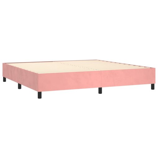 Krevet box spring s madracem LED ružičasti 200x200cm baršunasti